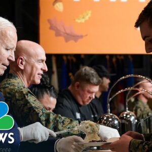 Biden, First Lady, Serve Thanksgiving Dinner To Troops