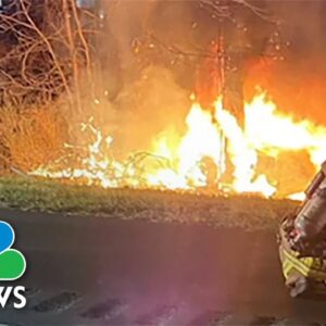 Watch: Off-Duty New York Fireman Saves Woman From Burning Car