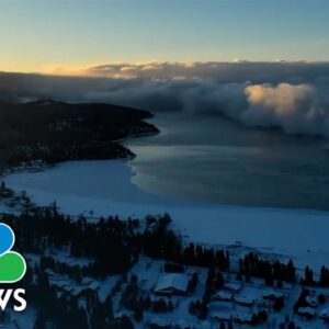 Drone Video Shows Blizzard Rolling Over Montana's Flathead Lake