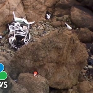 Four survive 250-foot plunge off Californian cliff in Tesla