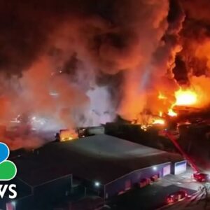 Ohio village under evacuation order after train derailment causes fire