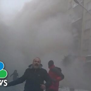 Dramatic footage shows moment of powerful aftershock live on Turkish TV