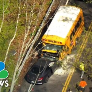 Four seriously hurt after car crashes into N.Y. school bus