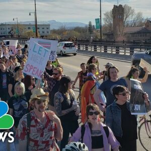 ‘Let her speak!’ Hundreds march in support of barred Montana representative