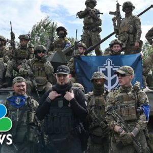 Anti-Putin Russian militia holds press conference near Ukraine border