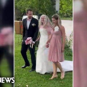 Doctors who treated bride for cancer walk her down the aisle