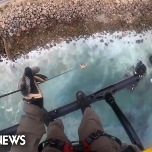 Helicopter crew rescues driver who crashed into water off Pacific Coast Highway