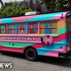 School bus converted into mobile library to protest LGBTQ book bans