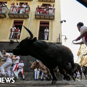 Watch: Thousands take part in the running of the bulls in northern Spain