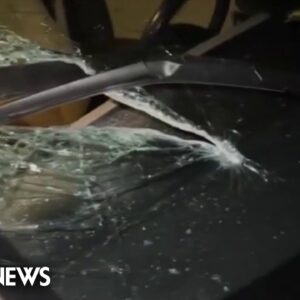 Spear thrown into windshield of moving car, police searching for suspect