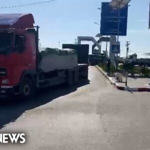 Video shows trucks carrying aid cross into Gaza at Rafah