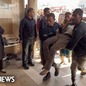 Dozens of injured Palestinians rushed to a hospital after an explosion near Khan Younis