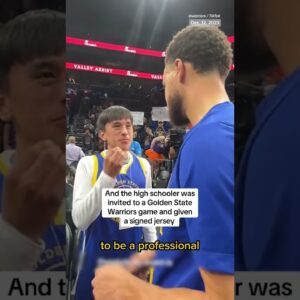 High schoolers makes half-court short, then meets Steph Curry