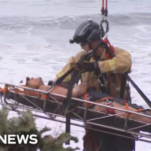 Video shows rescuers free man trapped on California cliffside
